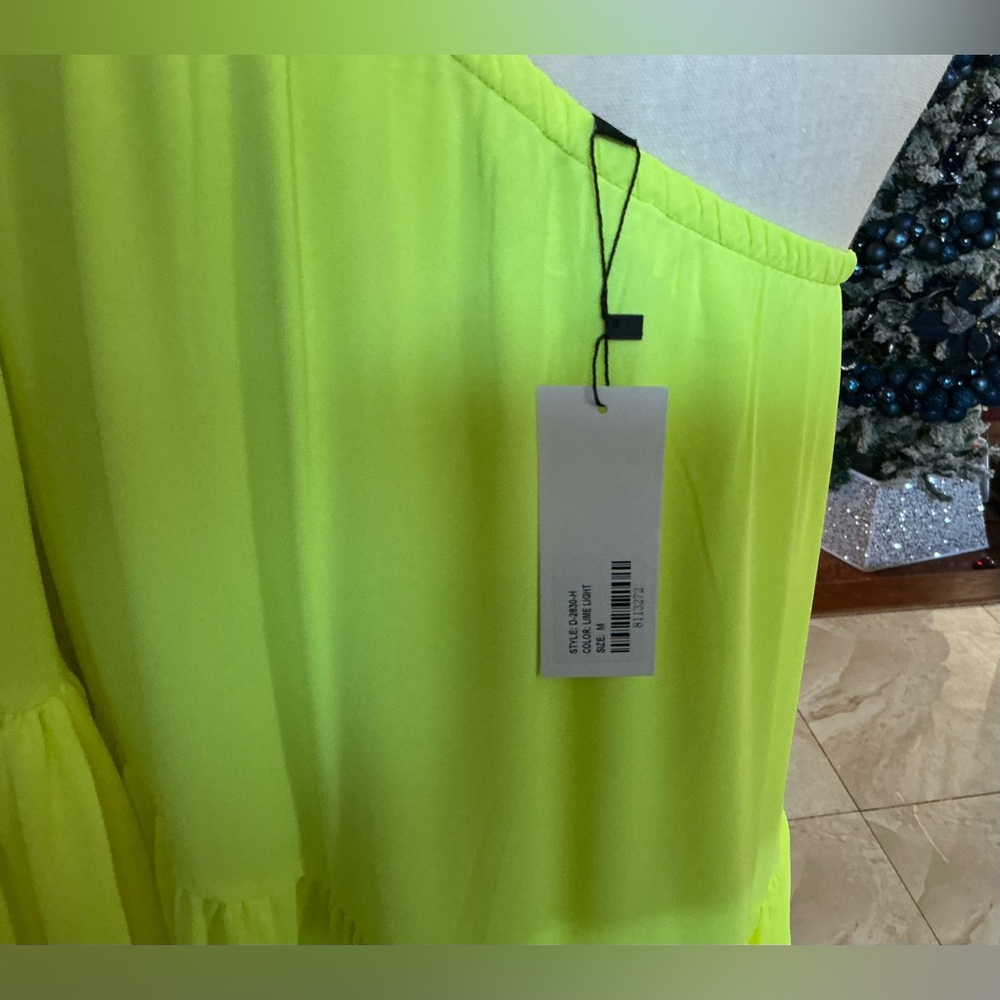 One-Shoulder Yellow/Chartreuse Ruffle Dress - Picture 5 of 6
